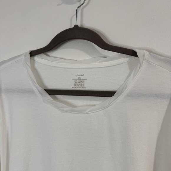 CJ Banks Shirt Set of 2 Size 2X White Green Blue Paisley Floral Blouses Stretch - Picture 6 of 12